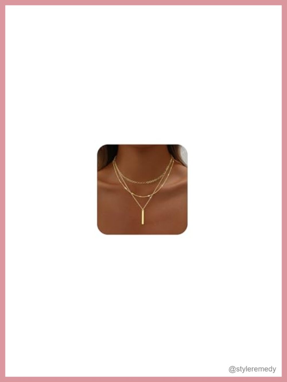 14K Gold Plated Layered Cross Bar Necklace Set with Extension Chains
